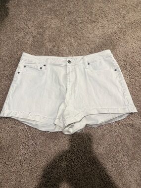 Abercrombie & Fitch White Distressed Denim Shorts
